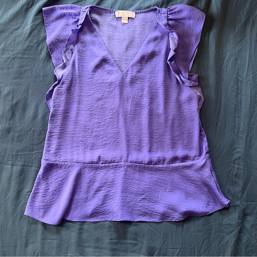 MICHAEL Michael Kors Purple Silky Ruffle Blouse EUC - Small